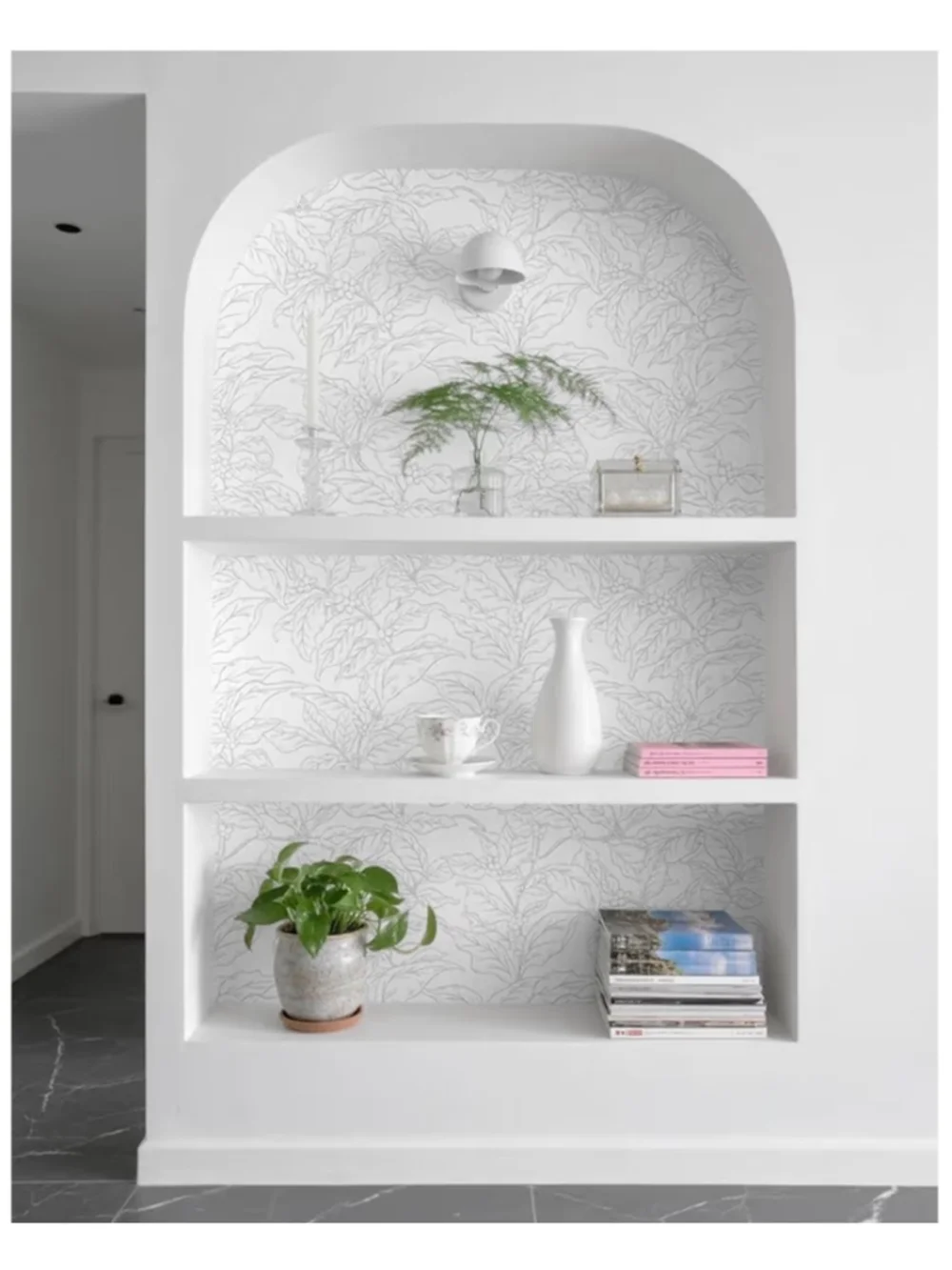 New Gray Floral Peel & Stick Adhesive Removable Wallpaper 17.3